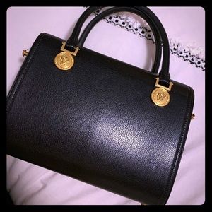 RARE Versace Black Leather Box Handbag